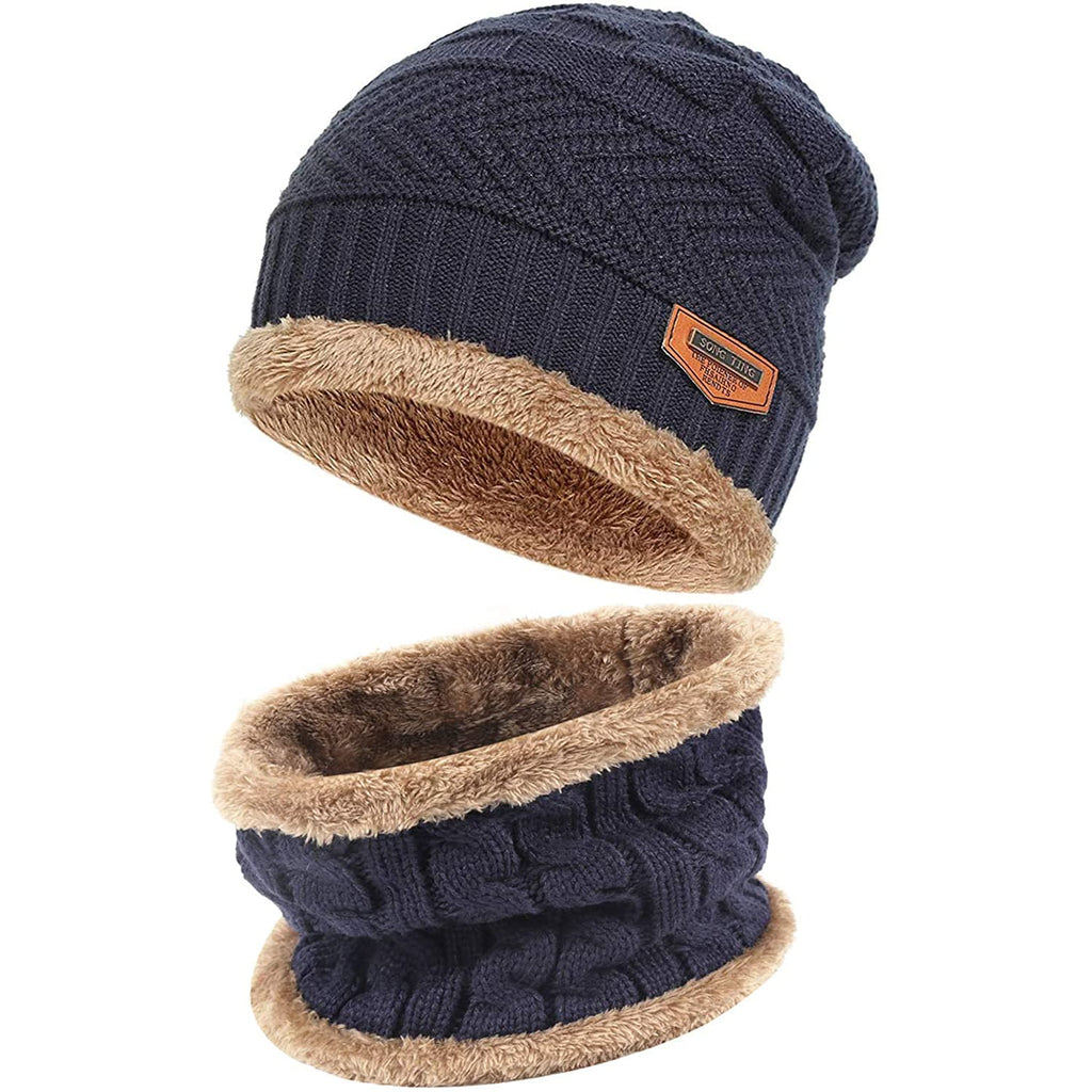 Men's & Women's Winter Warm Knit Beanie Hat Scarf Set 01