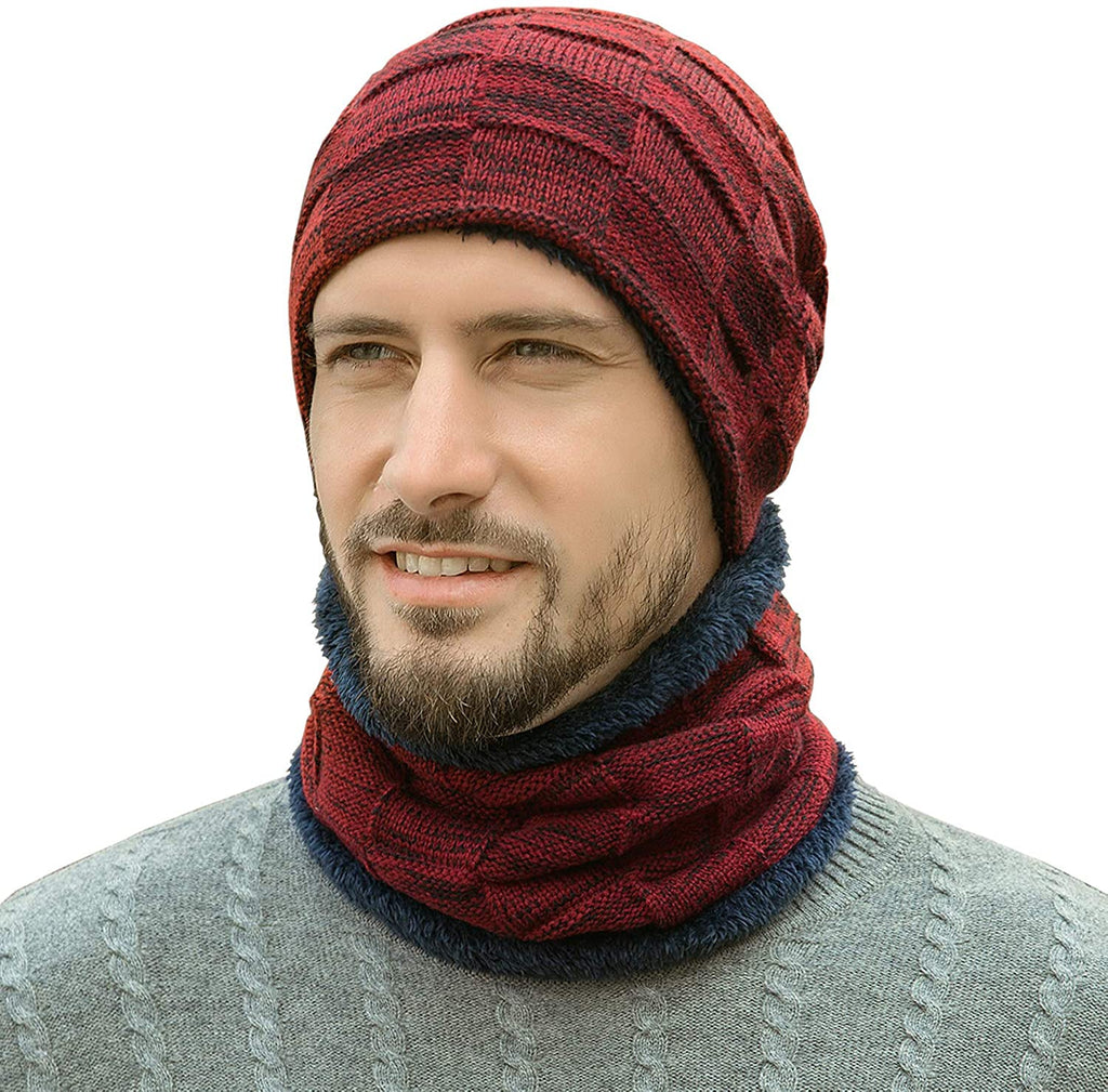Men's & Women's Fleece Lined Winter Hat & Scarf Set 04