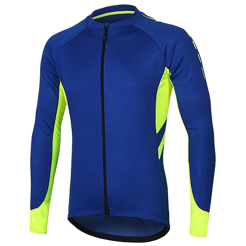 Men's Cycling Bike Jersey Winter Thermal Long Sleeve Fleece Cycling Jacket with Full Zipper Blue