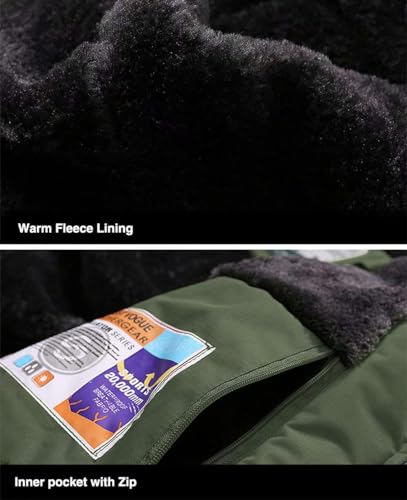 Men's Winter Coats Water Resistant Ski Snow Jacket Warm Fleece Jacket Parka Raincoats With Multi-Pockets