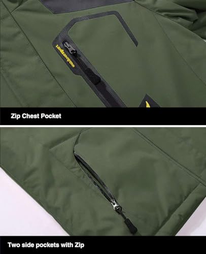 Men's Winter Coats Water Resistant Ski Snow Jacket Warm Fleece Jacket Parka Raincoats With Multi-Pockets