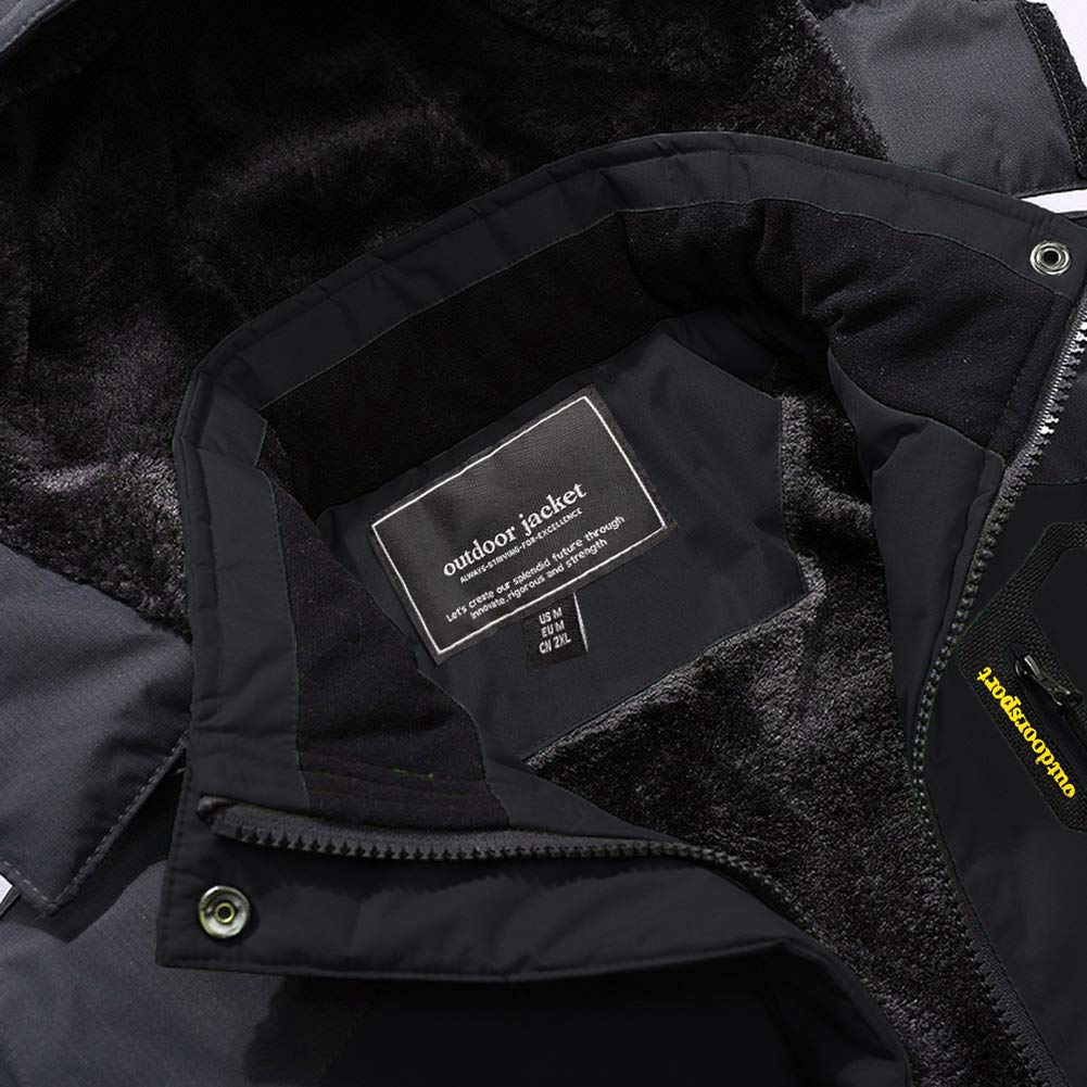 Men's Winter Coats Water Resistant Ski Snow Jacket Warm Fleece Jacket Parka Raincoats With Multi-Pockets