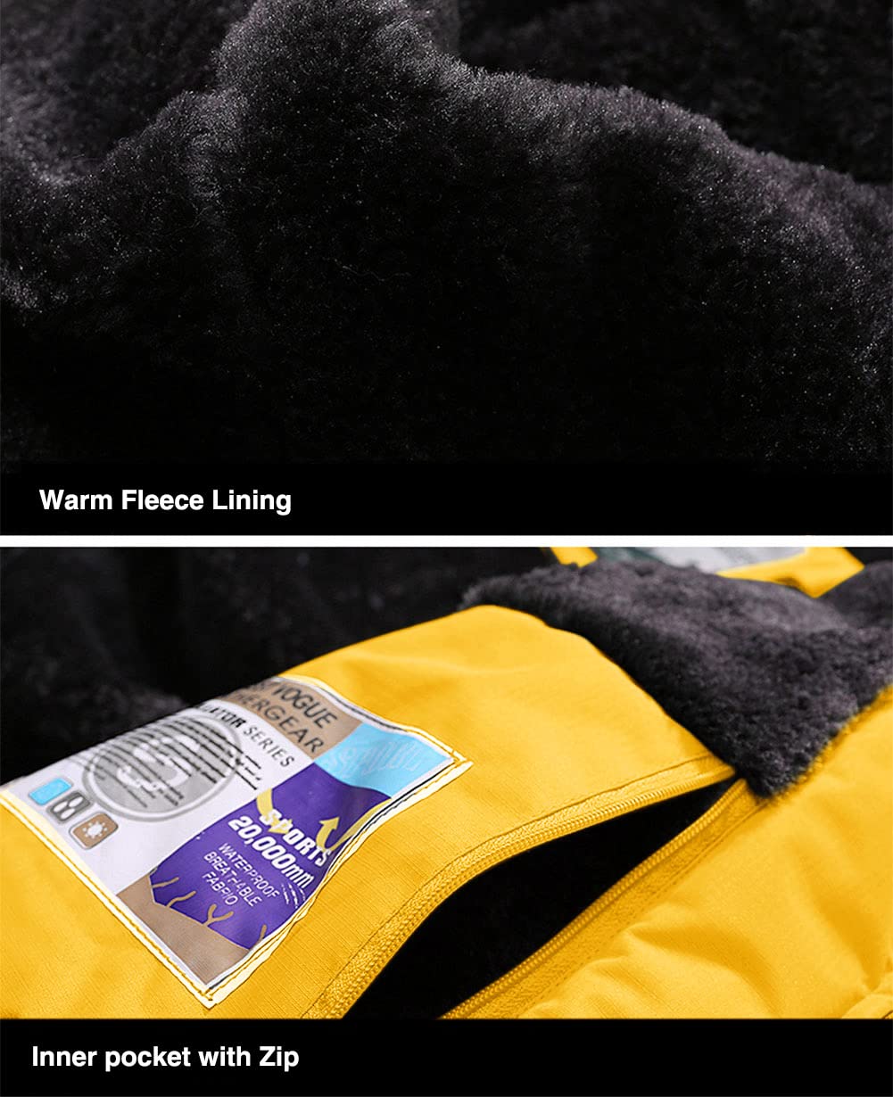 Men's Winter Coats Water Resistant Ski Snow Jacket Warm Fleece Jacket Parka Raincoats With Multi-Pockets