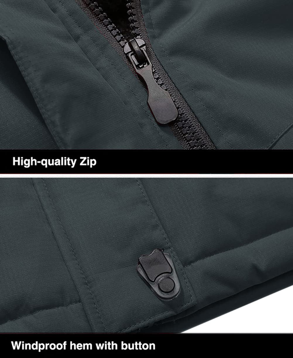 Men's Winter Coats Water Resistant Ski Snow Jacket Warm Fleece Jacket Parka Raincoats With Multi-Pockets