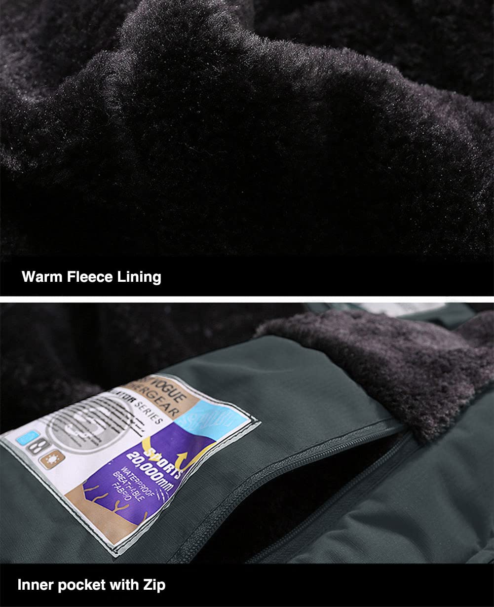 Men's Winter Coats Water Resistant Ski Snow Jacket Warm Fleece Jacket Parka Raincoats With Multi-Pockets