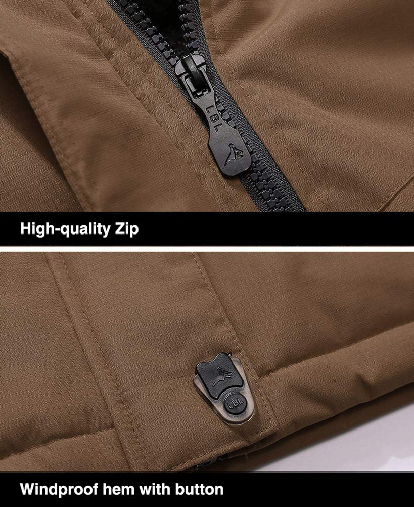 Men's Winter Coats Water Resistant Ski Snow Jacket Warm Fleece Jacket Parka Raincoats With Multi-Pockets