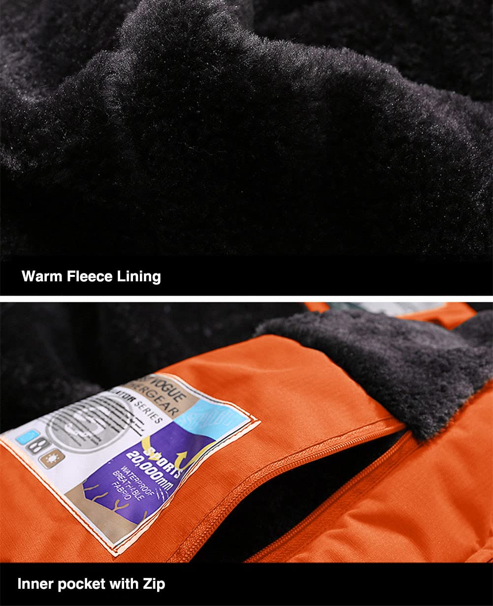 Men's Winter Coats Water Resistant Ski Snow Jacket Warm Fleece Jacket Parka Raincoats With Multi-Pockets