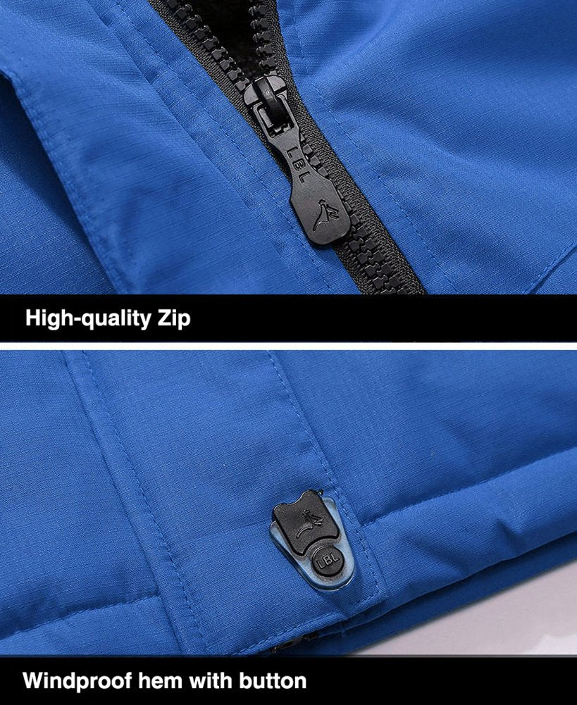 Men's Winter Coats Water Resistant Ski Snow Jacket Warm Fleece Jacket Parka Raincoats With Multi-Pockets