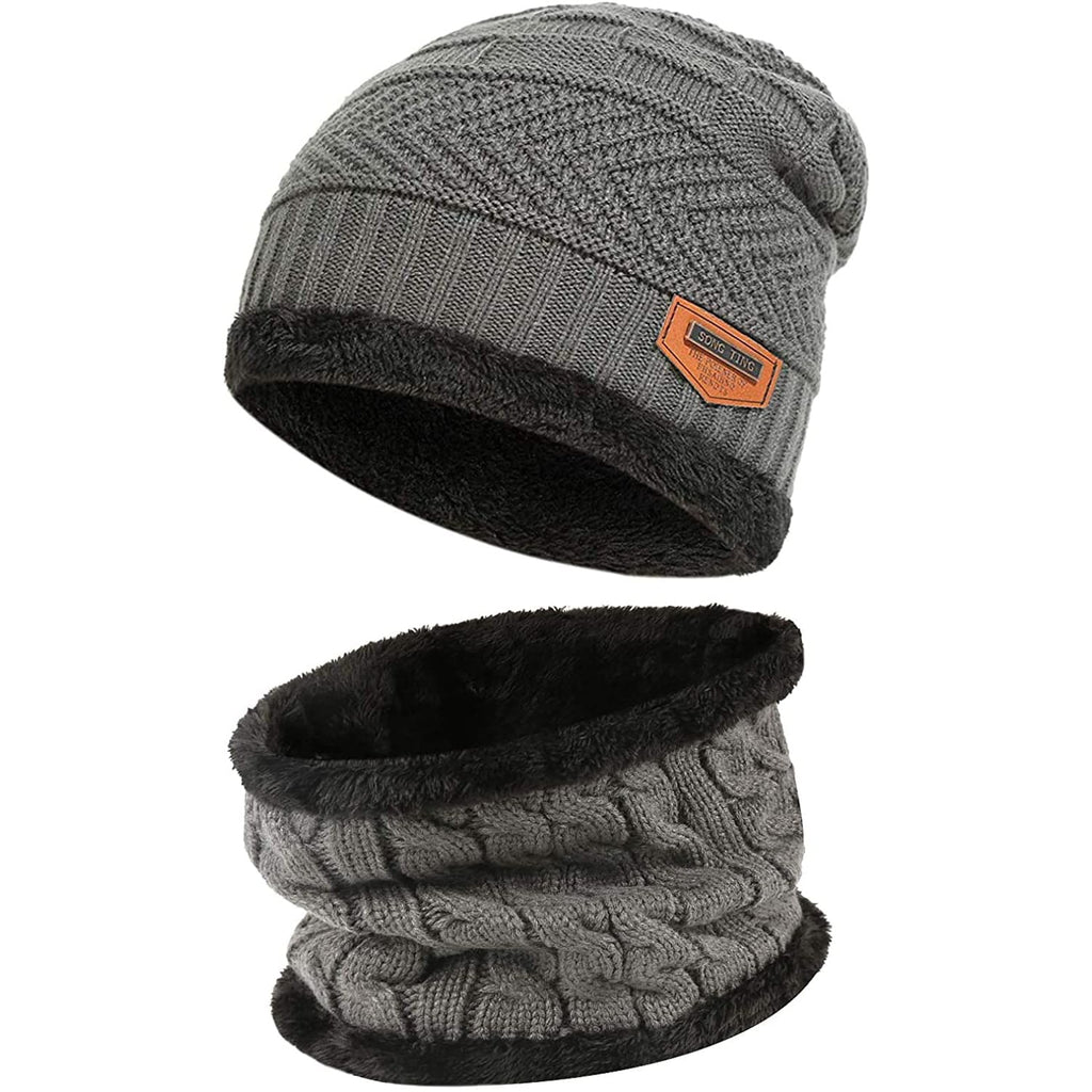 Men's & Women's Winter Warm Knit Beanie Hat Scarf Set 01