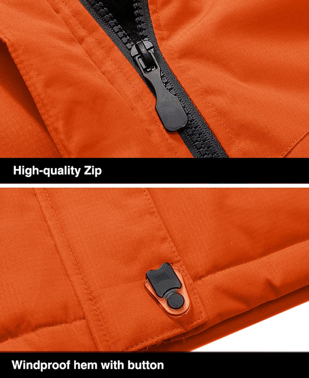 Men's Winter Coats Water Resistant Ski Snow Jacket Warm Fleece Jacket Parka Raincoats With Multi-Pockets