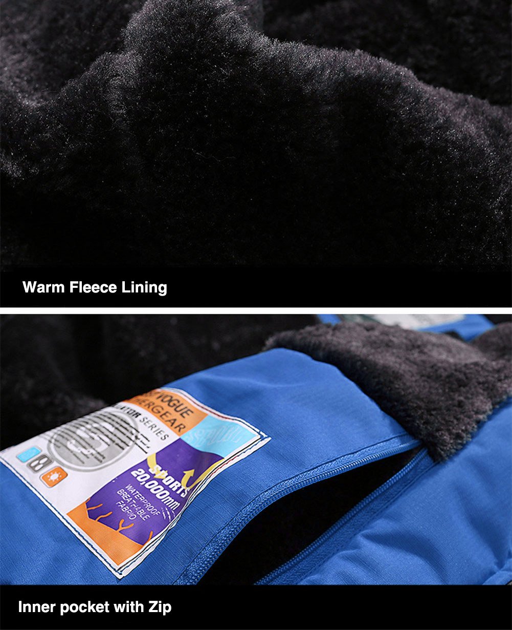 Men's Winter Coats Water Resistant Ski Snow Jacket Warm Fleece Jacket Parka Raincoats With Multi-Pockets