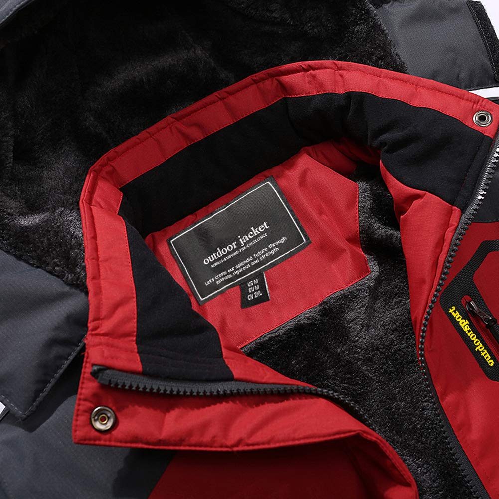 Men's Winter Coats Water Resistant Ski Snow Jacket Warm Fleece Jacket Parka Raincoats With Multi-Pockets