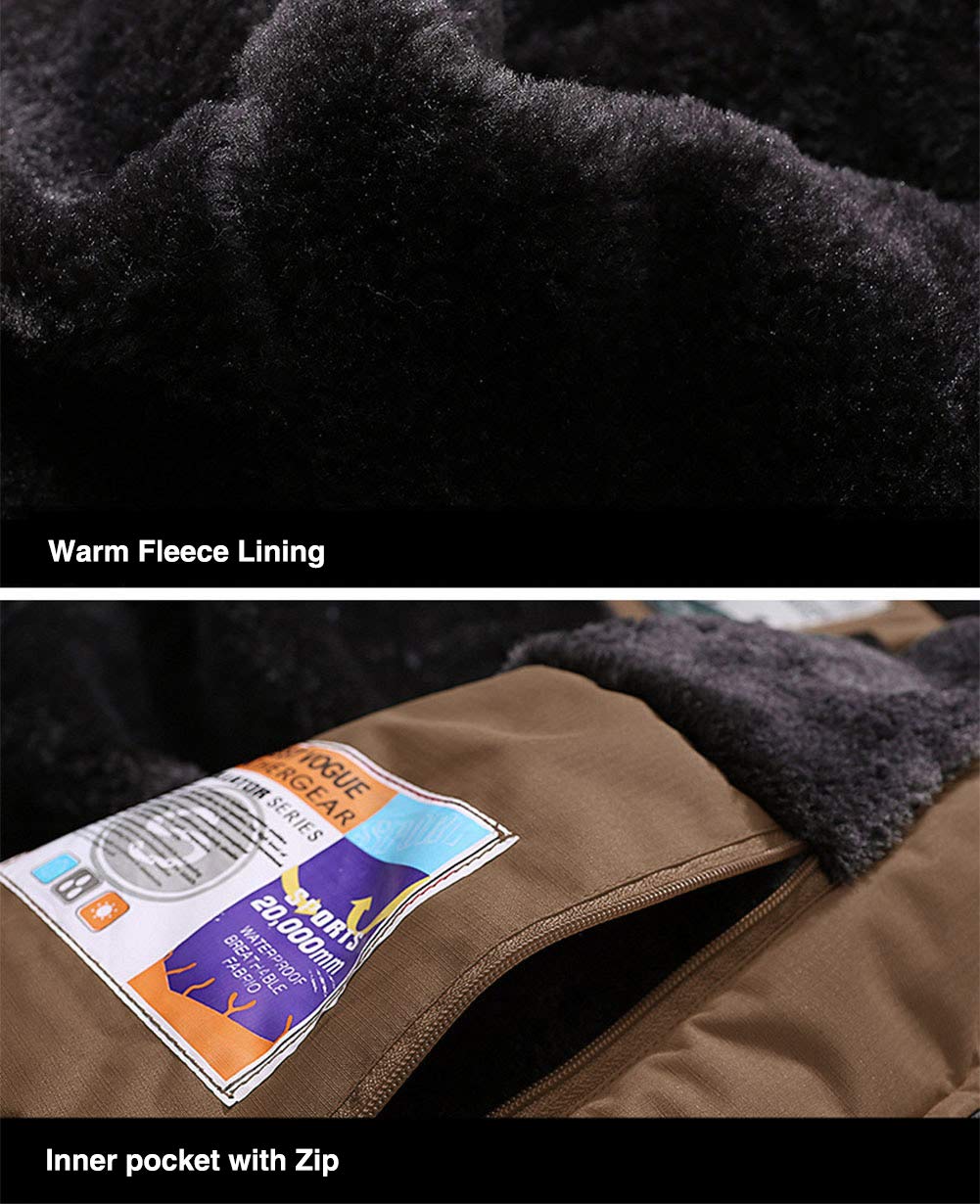 Men's Winter Coats Water Resistant Ski Snow Jacket Warm Fleece Jacket Parka Raincoats With Multi-Pockets