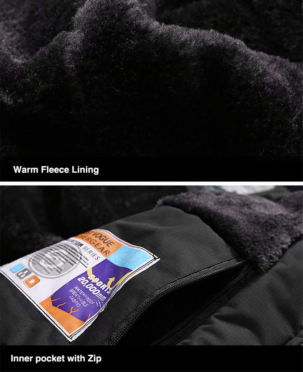 Men's Winter Coats Water Resistant Ski Snow Jacket Warm Fleece Jacket Parka Raincoats With Multi-Pockets