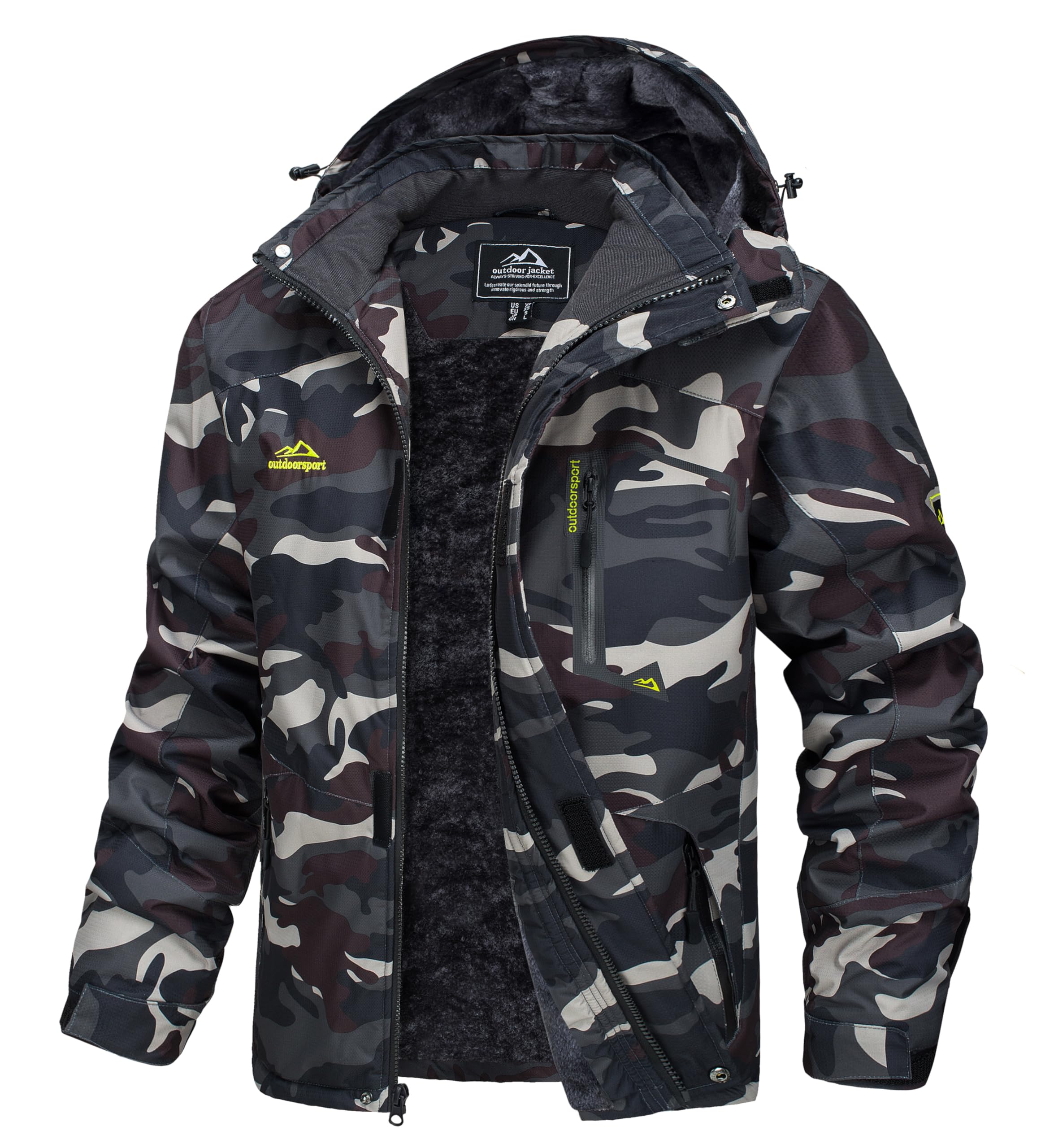 Men's Winter Coats Water Resistant Ski Snow Jacket Warm Fleece Jacket Parka Raincoats With Multi-Pockets