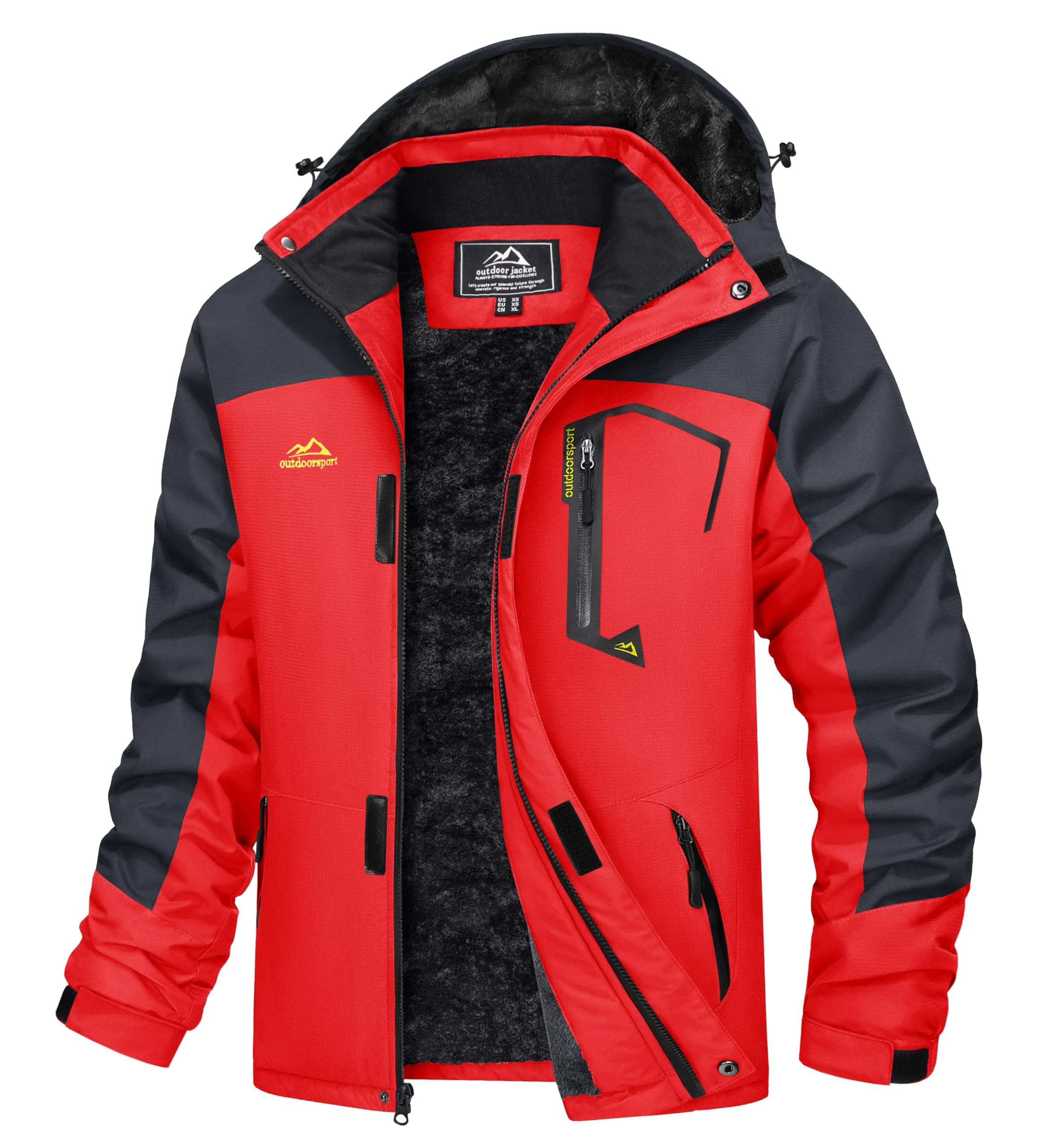 Men's Winter Coats Water Resistant Ski Snow Jacket Warm Fleece Jacket Parka Raincoats With Multi-Pockets