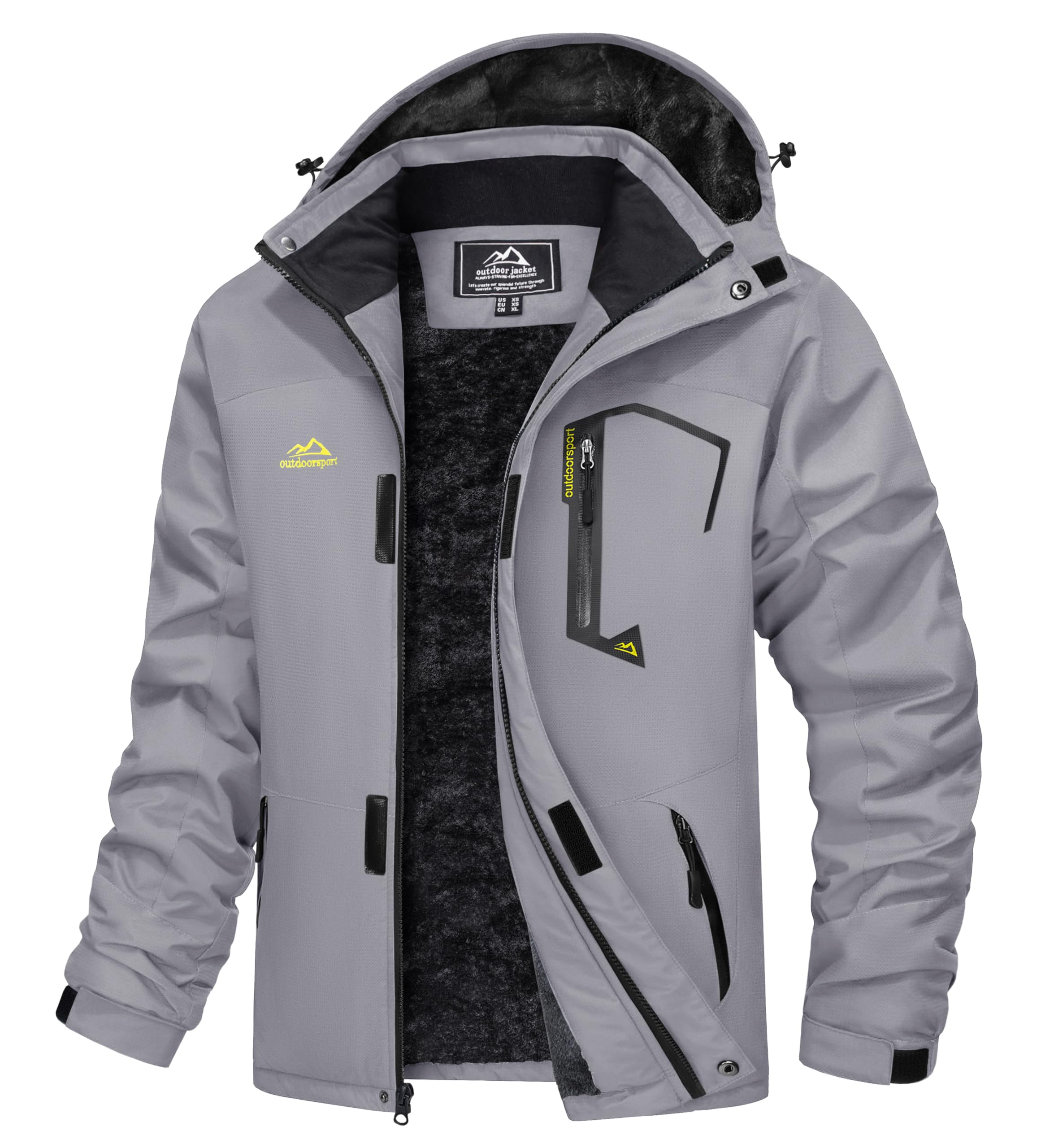 Men's Winter Coats Water Resistant Ski Snow Jacket Warm Fleece Jacket Parka Raincoats With Multi-Pockets