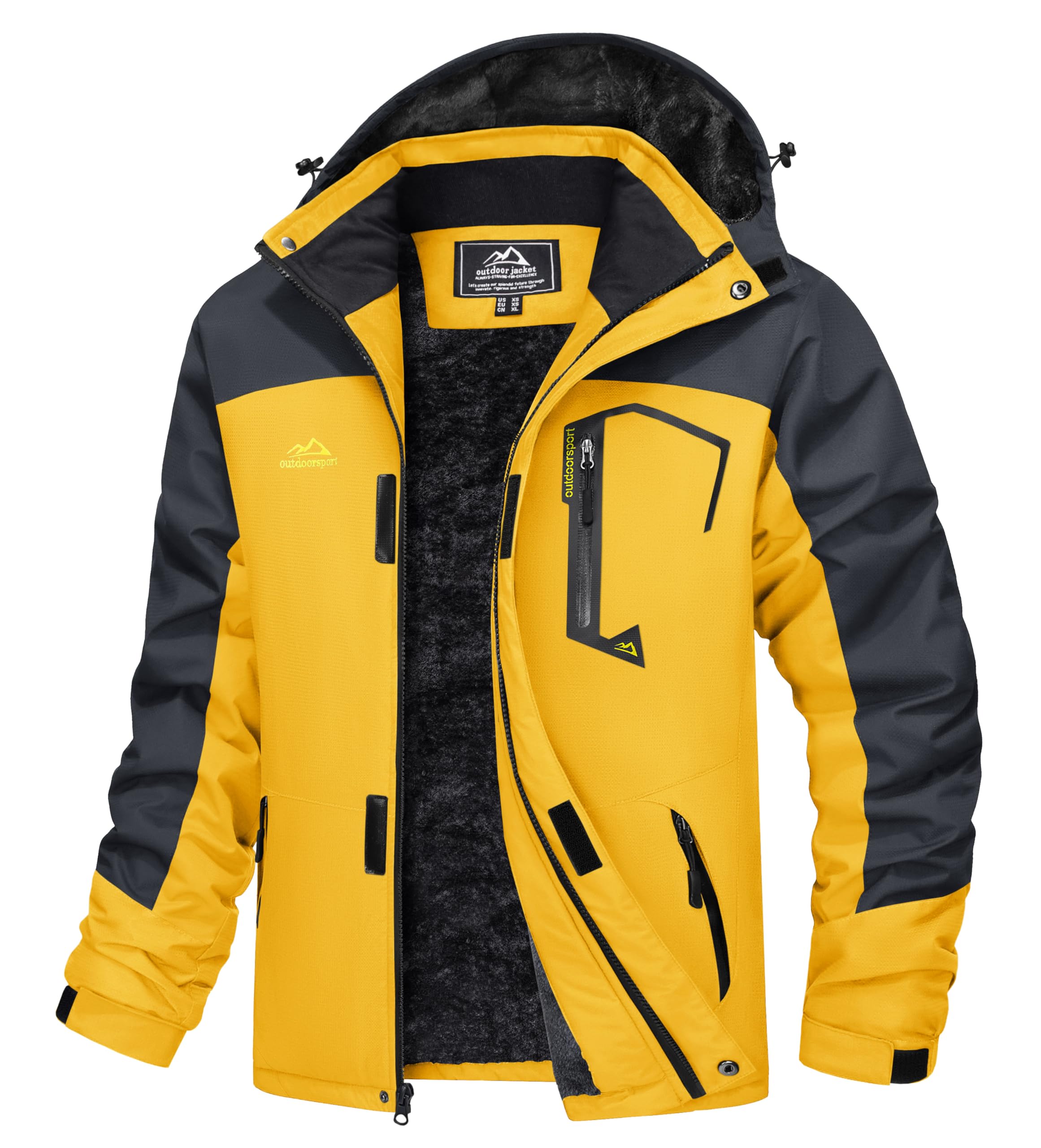 Men's Winter Coats Water Resistant Ski Snow Jacket Warm Fleece Jacket Parka Raincoats With Multi-Pockets