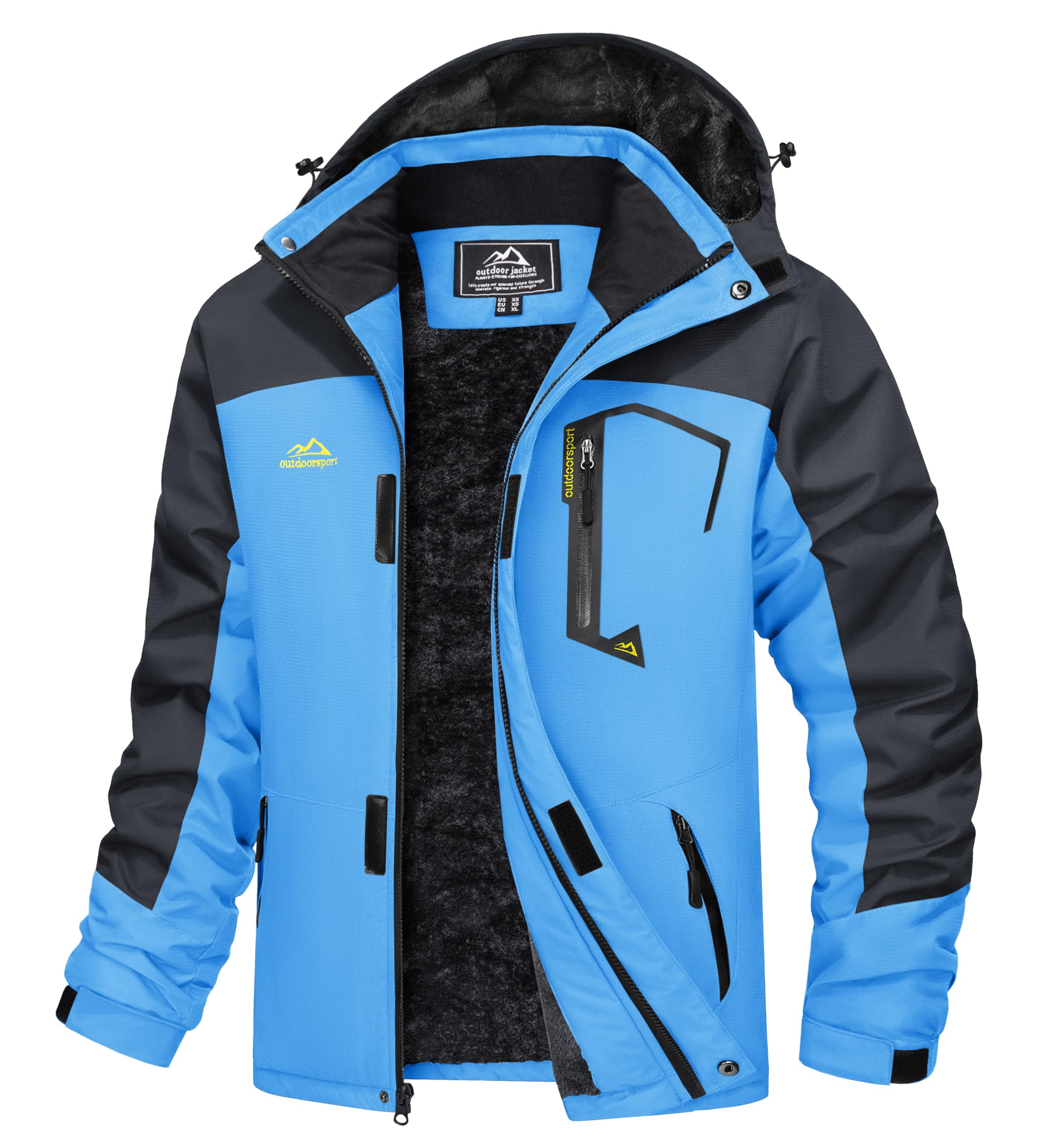 Men's Winter Coats Water Resistant Ski Snow Jacket Warm Fleece Jacket Parka Raincoats With Multi-Pockets