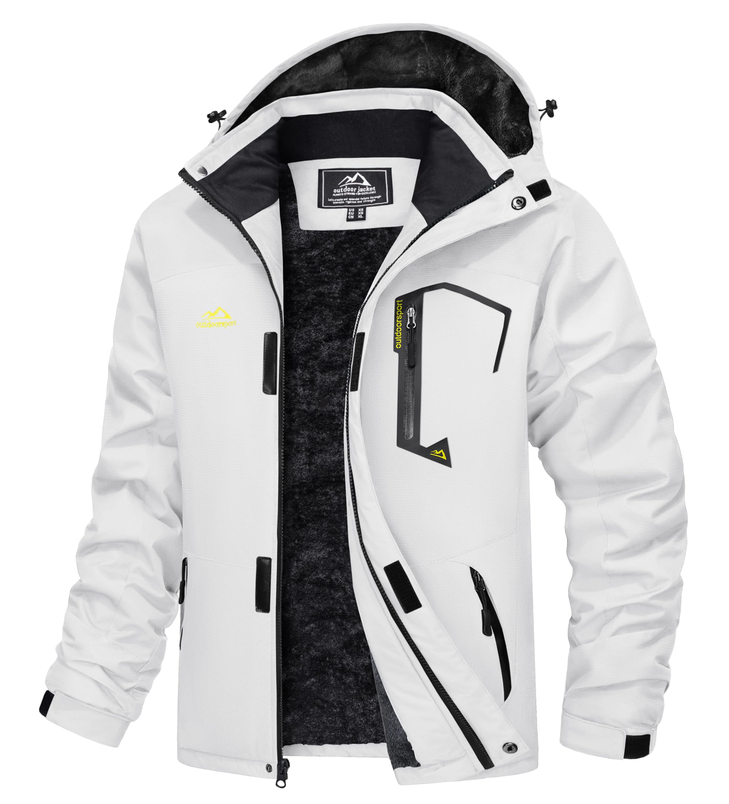 Men's Winter Coats Water Resistant Ski Snow Jacket Warm Fleece Jacket Parka Raincoats With Multi-Pockets