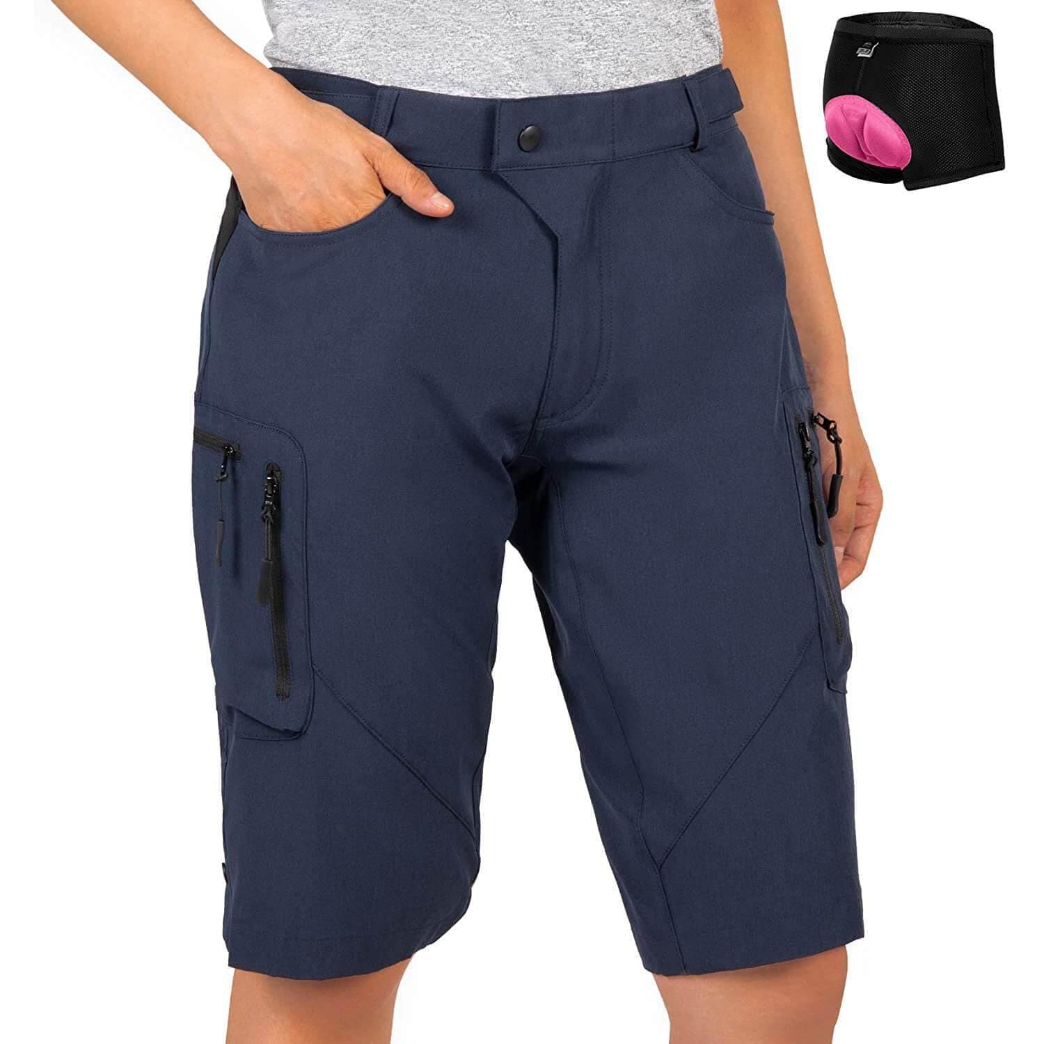 Navy-Women MTB shorts with liner