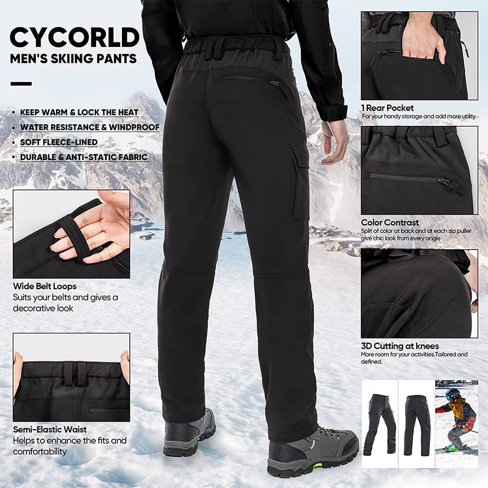 Men's Snow Ski Waterproof Fleece-Lined Pants 22