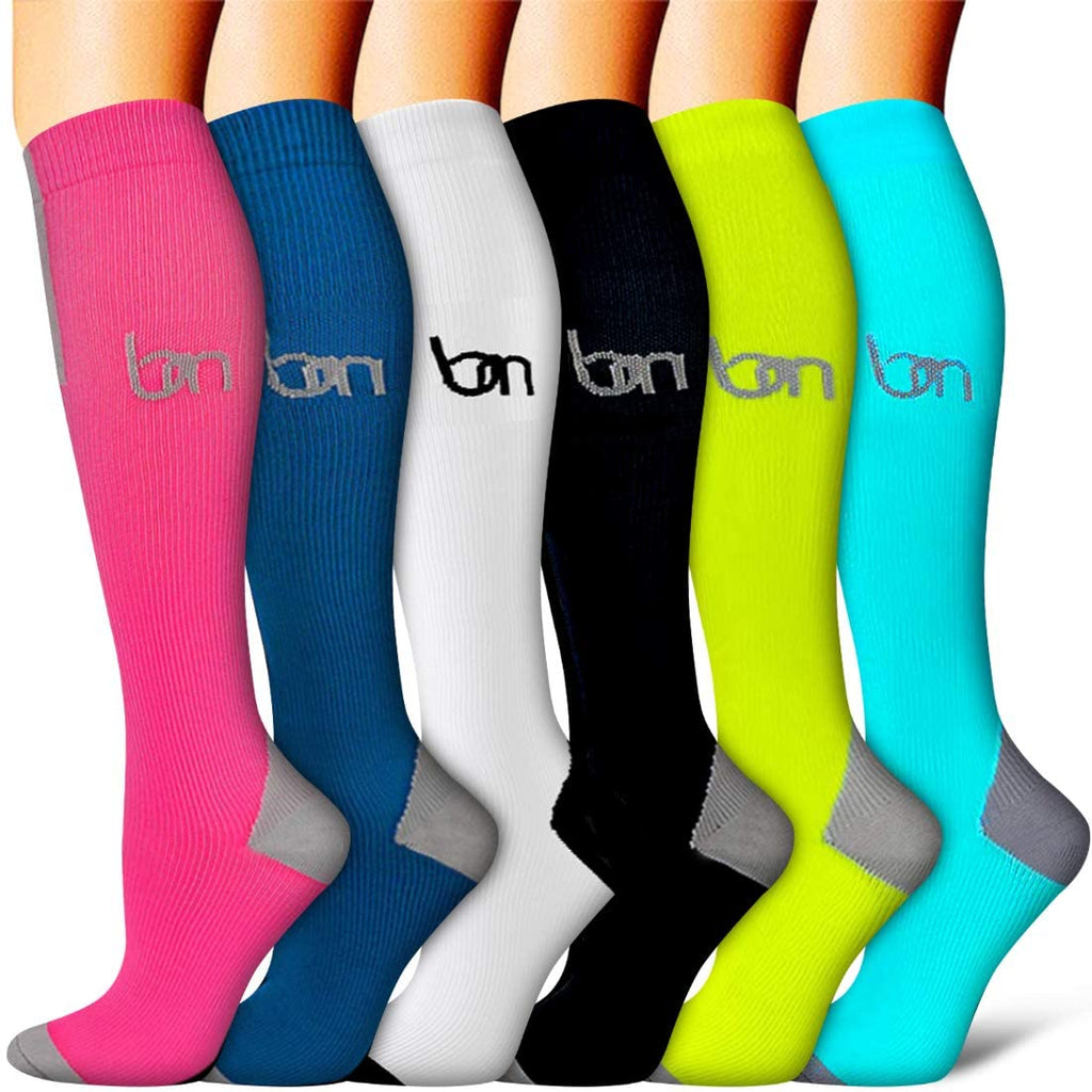6 Pack Sport Copper Infused Compression Socks for Men Women 01