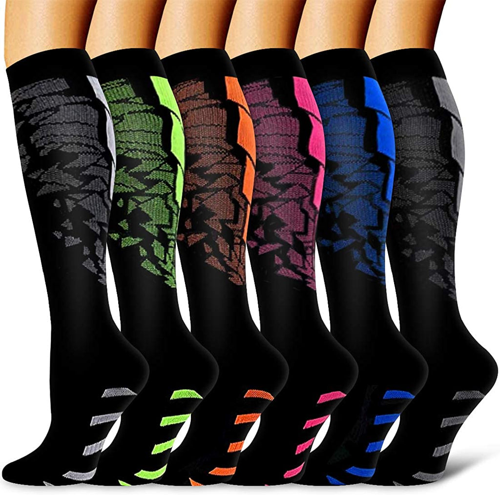 6 Pack Sport Copper Infused Compression Socks for Men Women 01
