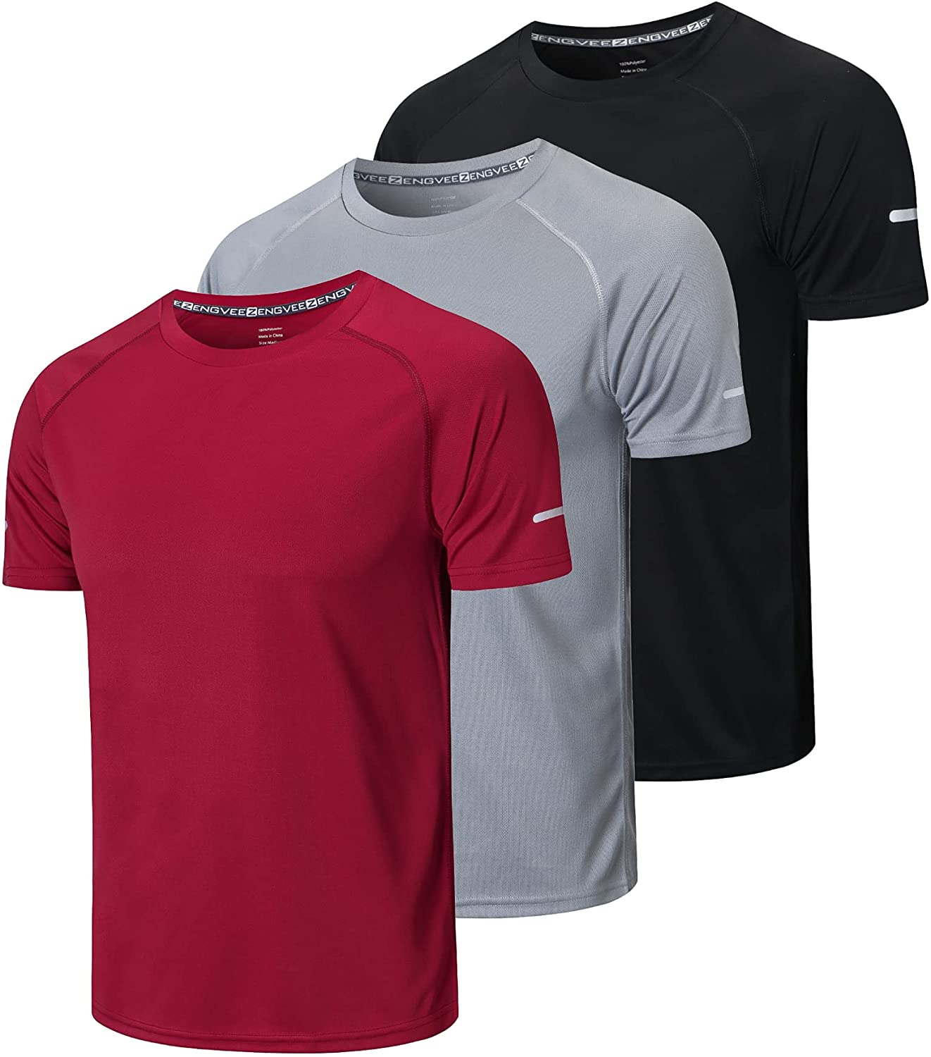 Men's 3 Pack Workout Dry Fit Shirts
