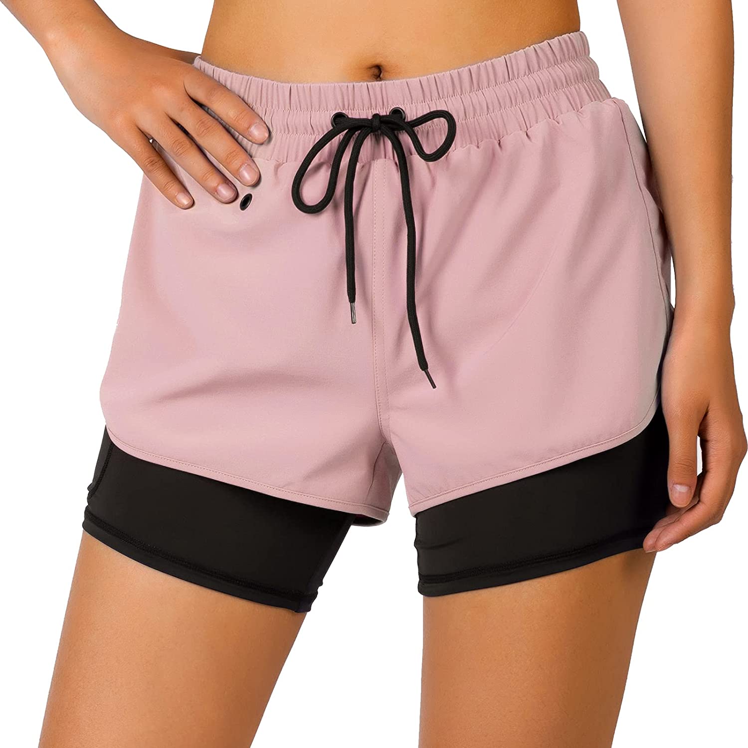 Cycorld Women's-Running-Shorts, 2 in 1 Quick Dry Sports Workout Fitnes