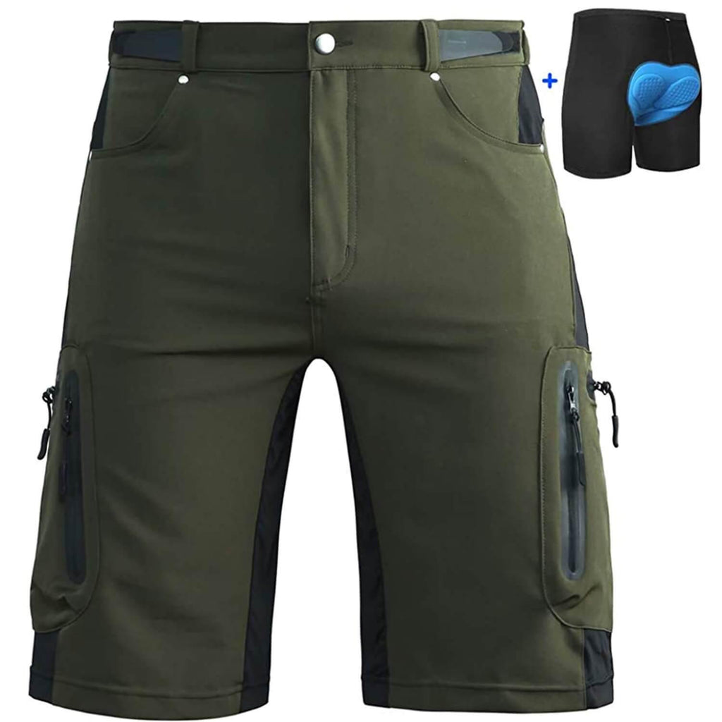 men MTB shorts with liner green
