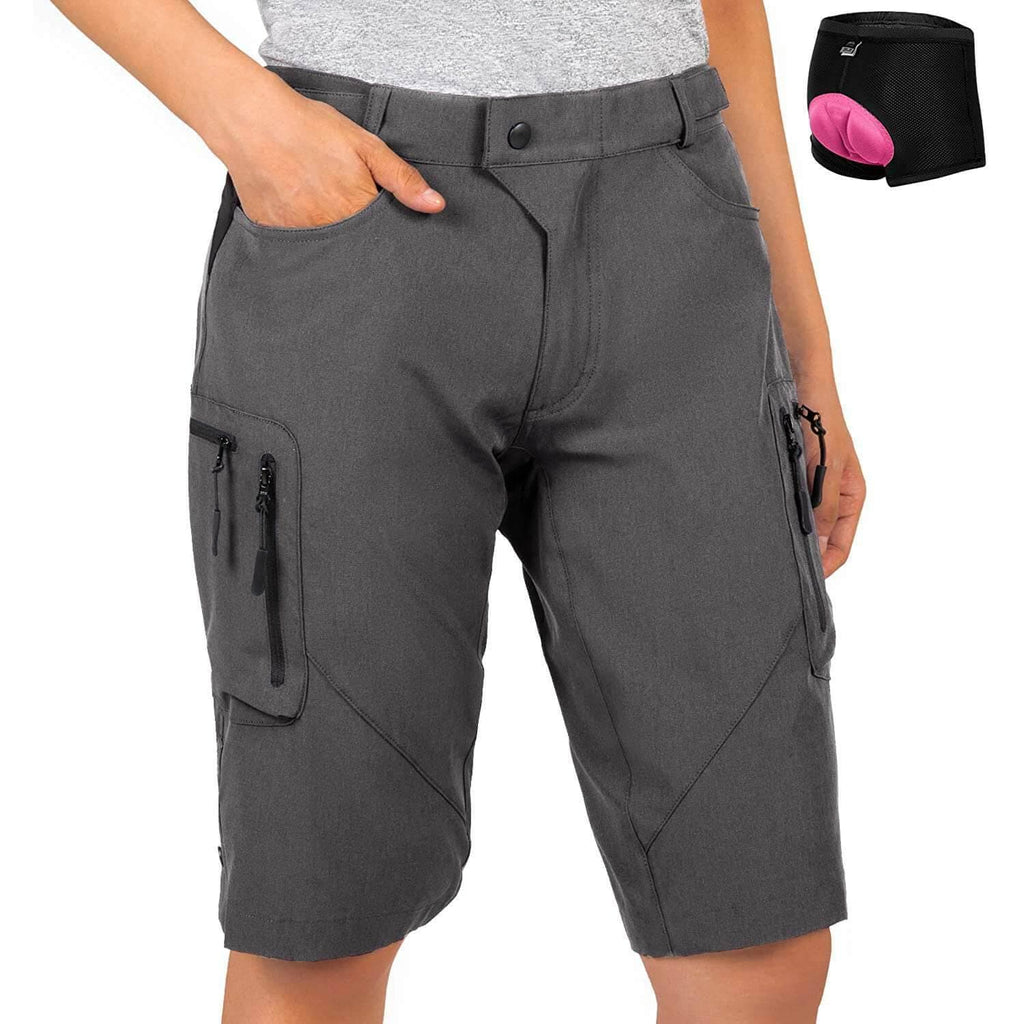 Dark Grey-Women MTB shorts with liner