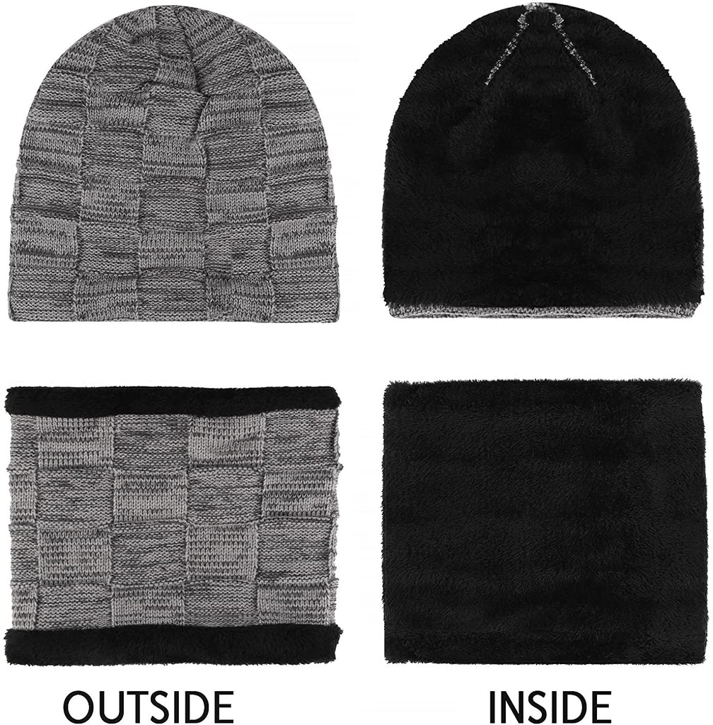 Men's & Women's Fleece Lined Winter Hat & Scarf Set 04