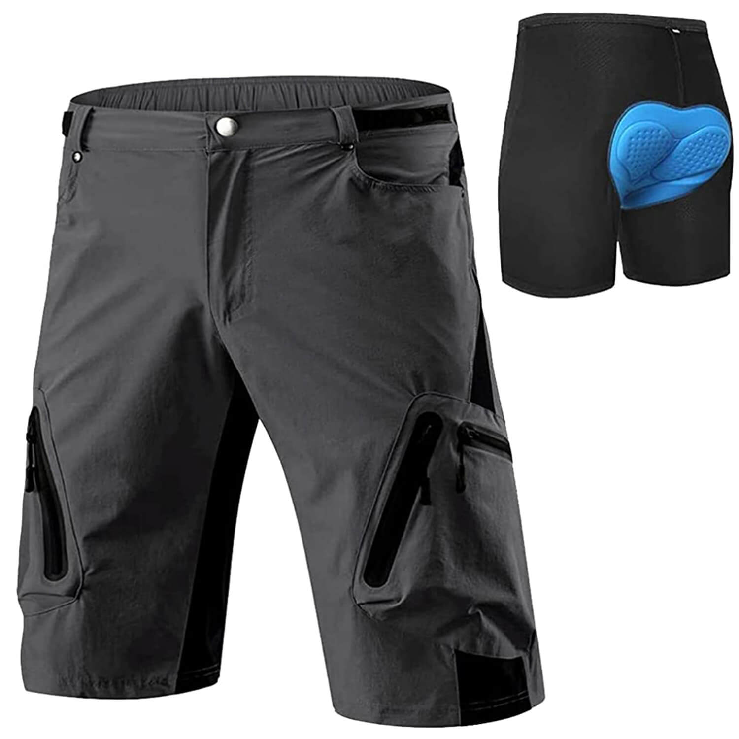 Best Men's Comfort Mountain Bike Shorts with Liner - Cycorld Dark Grey / S