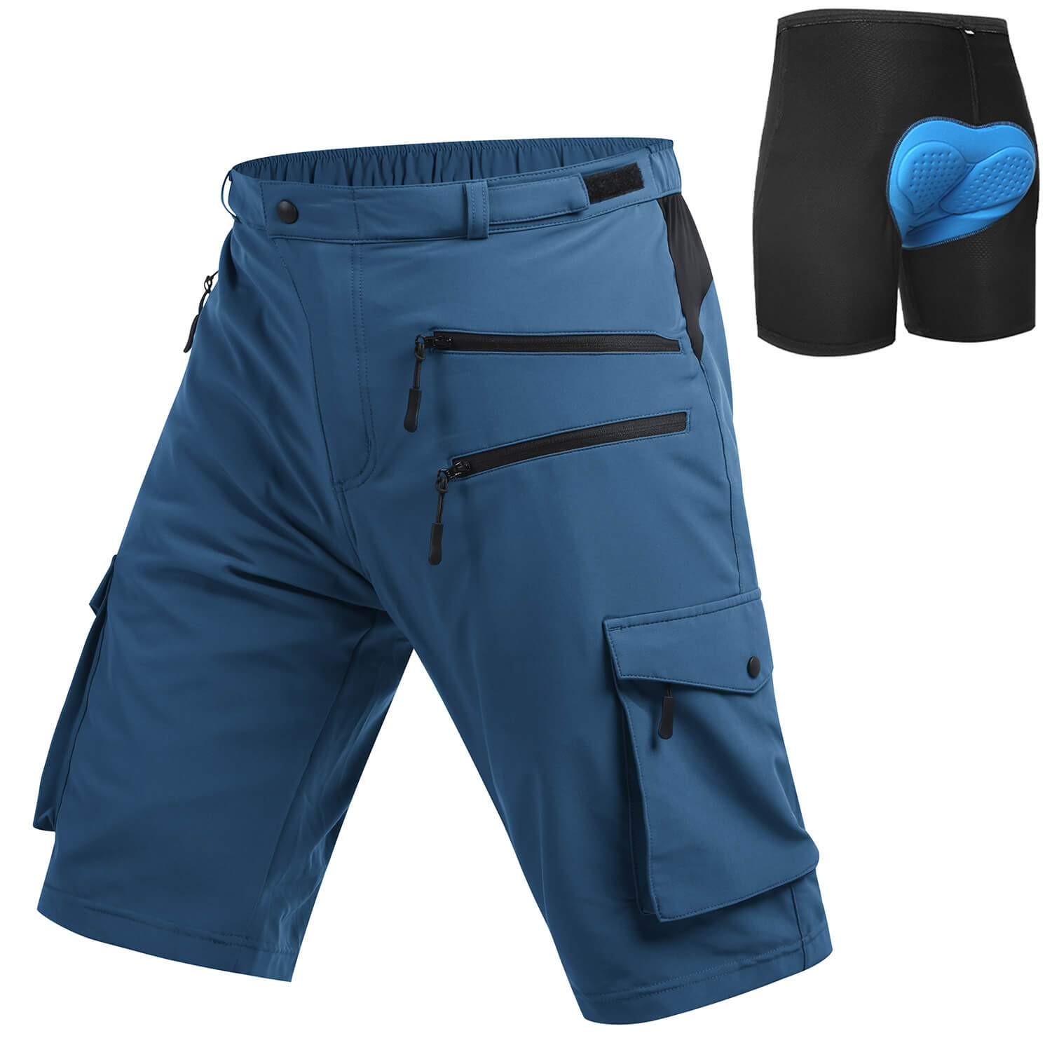 mountainbike shorts mit polster Gepolsterte MTB-Shorts mit mehreren Reißverschlusstaschen für Herren 08