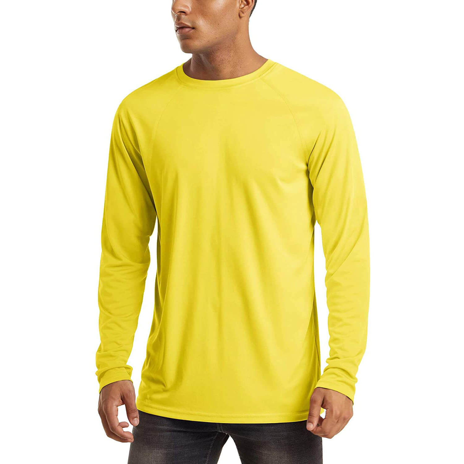 Men's UPF 50+ UV Long Sleeve Athletic Shirts - Cycorld Yellow / XL