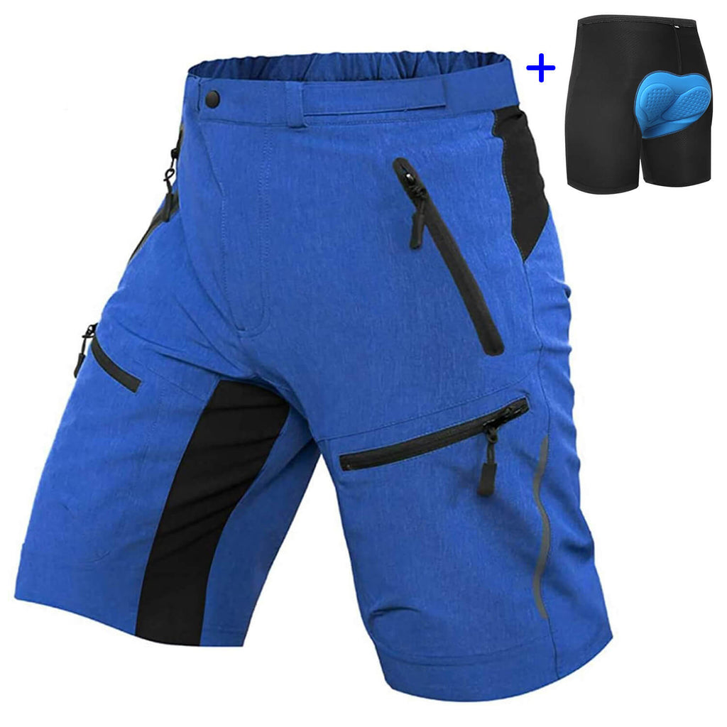Men's Baggy Mountain Bike Shorts With Padding Royal Blue