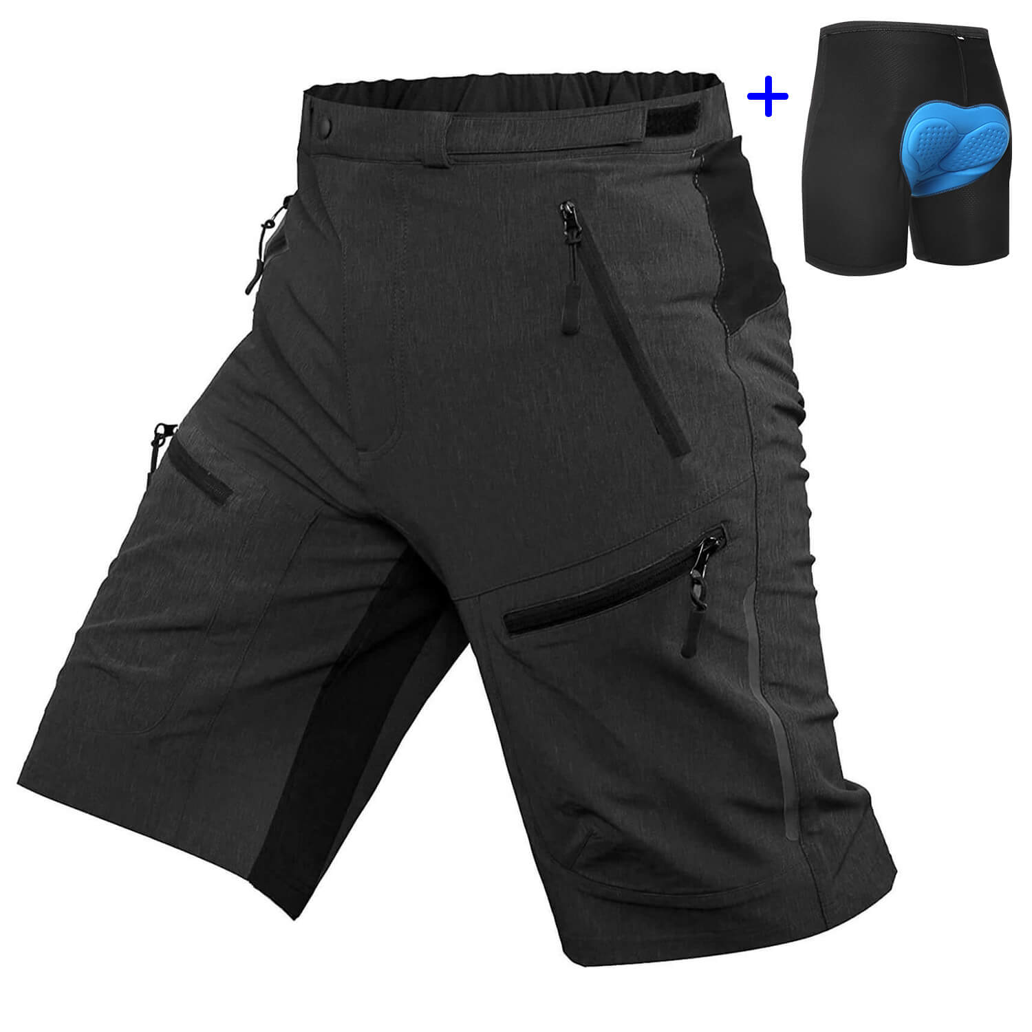 Men's Baggy Mountain Bike Shorts With Padding Slate Gray