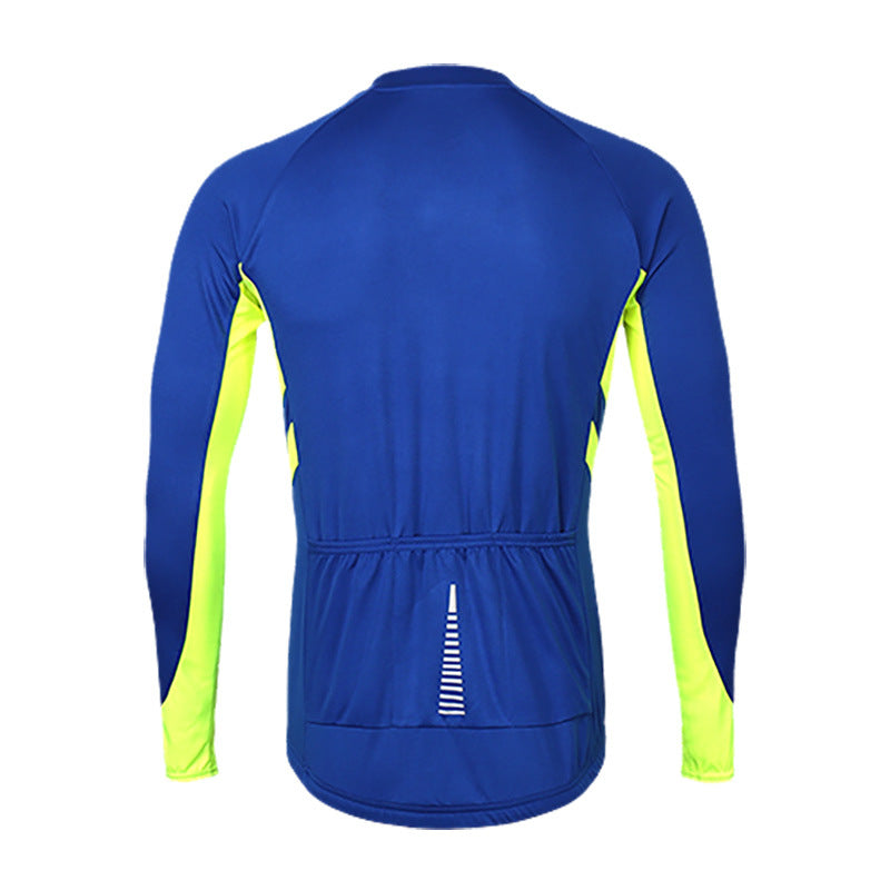 Men's Cycling Bike Jersey Winter Thermal Long Sleeve Fleece Cycling Jacket with Full Zipper Blue