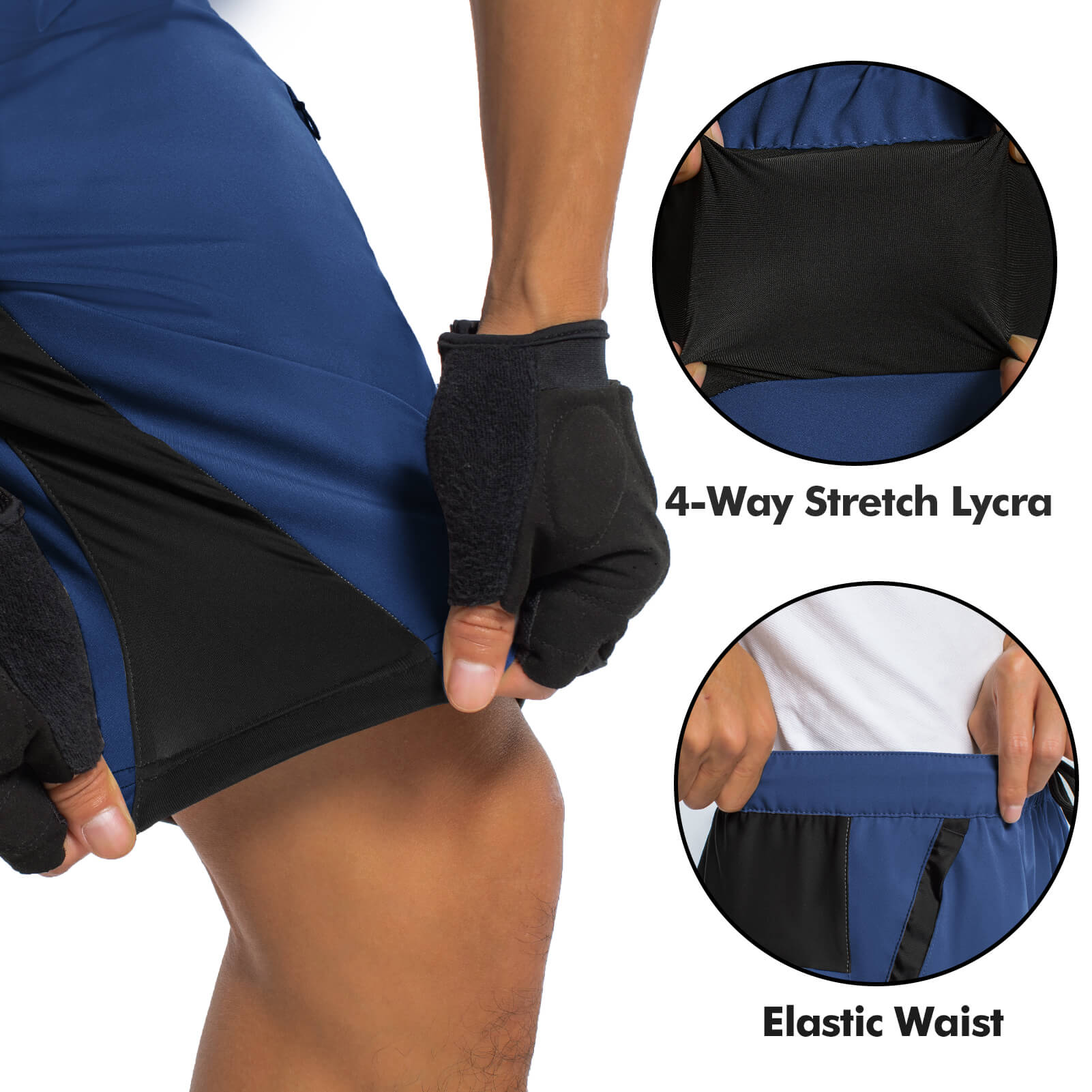 Men's Adjustable Drawstring MTB Shorts With Liner 014A