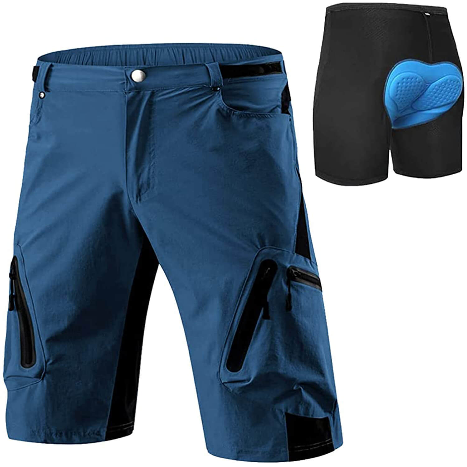 Schwinn Baggy MTB Mountain Bike Bib Shorts - Black, Medium - Cycling Comfort With Padding