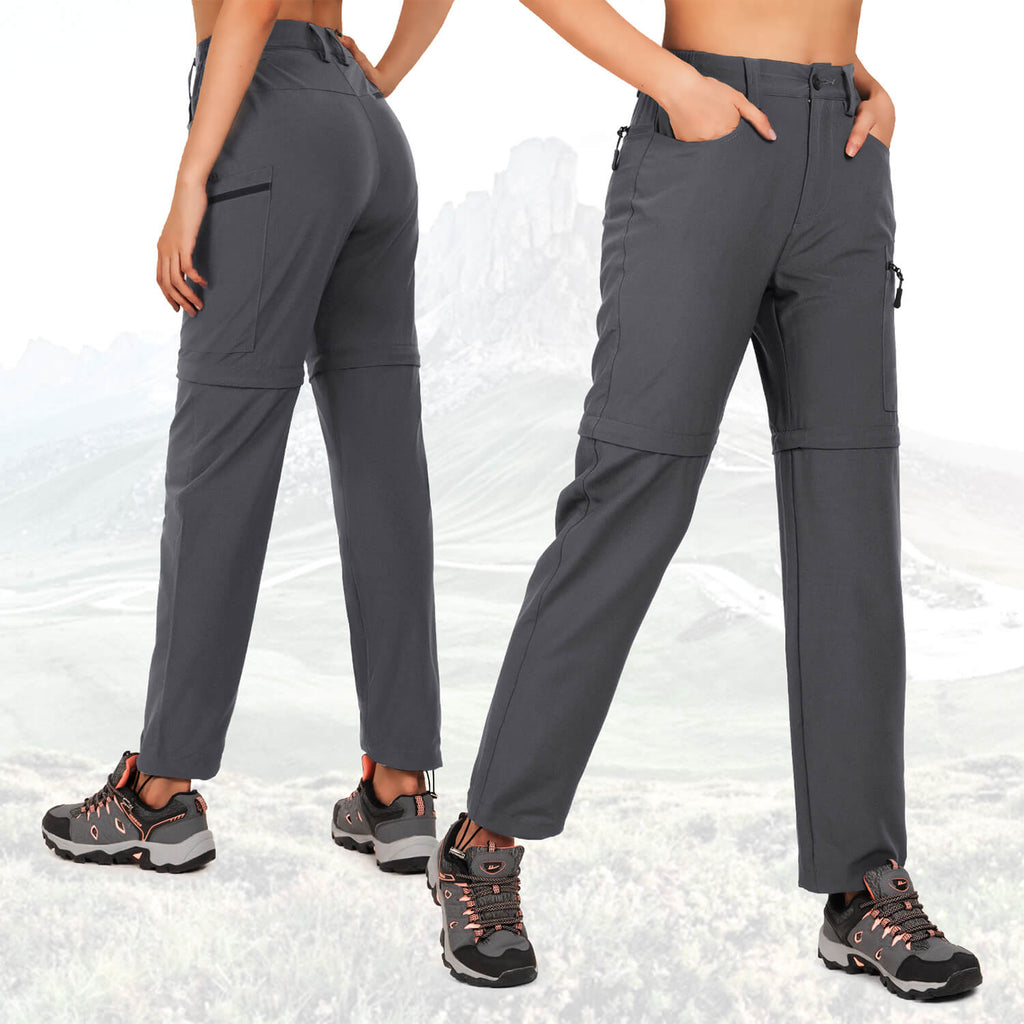 women zip-off pants front and back